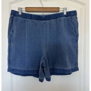 Pure J. Jill Indigo Shorts Large Pull On Pockets Medium Wash 100% Tencel Casual